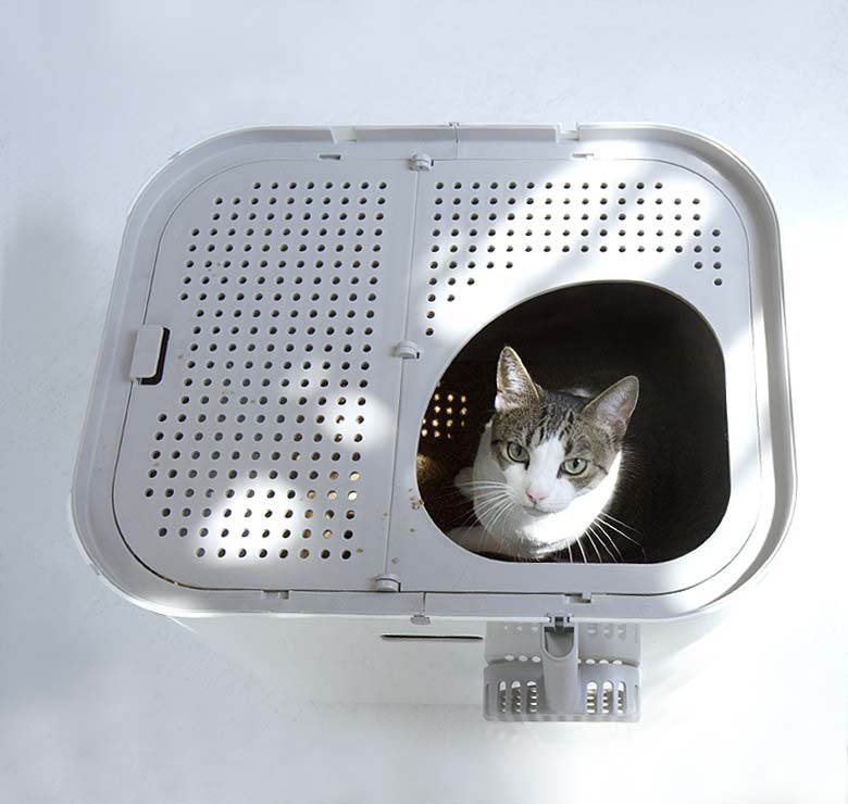 Modkat XL from the top view, the top-entry greatly reduces litter tracking.