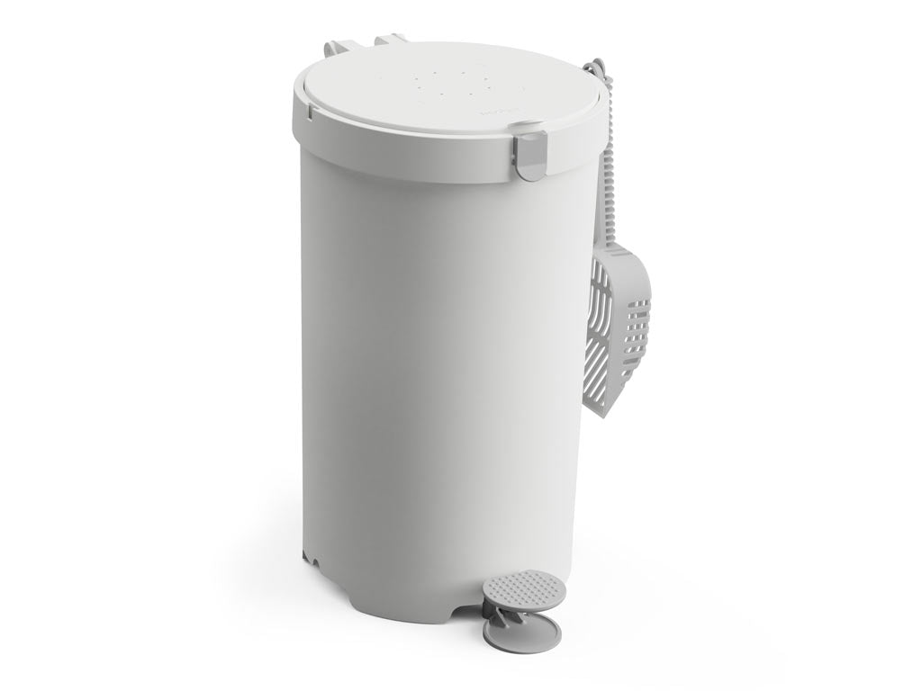 White cat litter bin