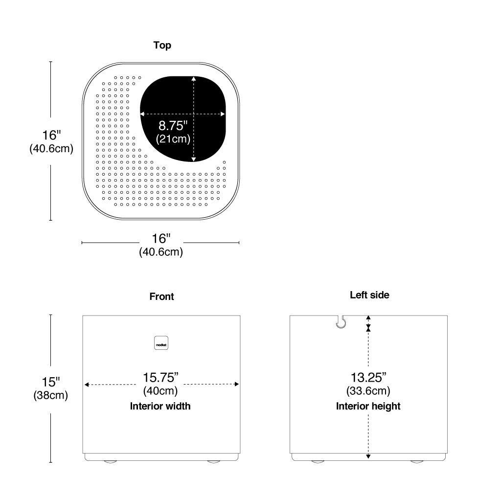 Schematics of Modkat's top-entry litter box